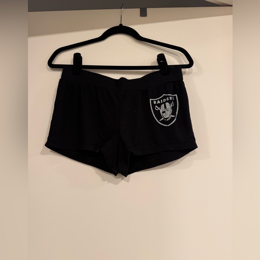 NFL Black Athletic Sleep Shorts with Raiders Logo